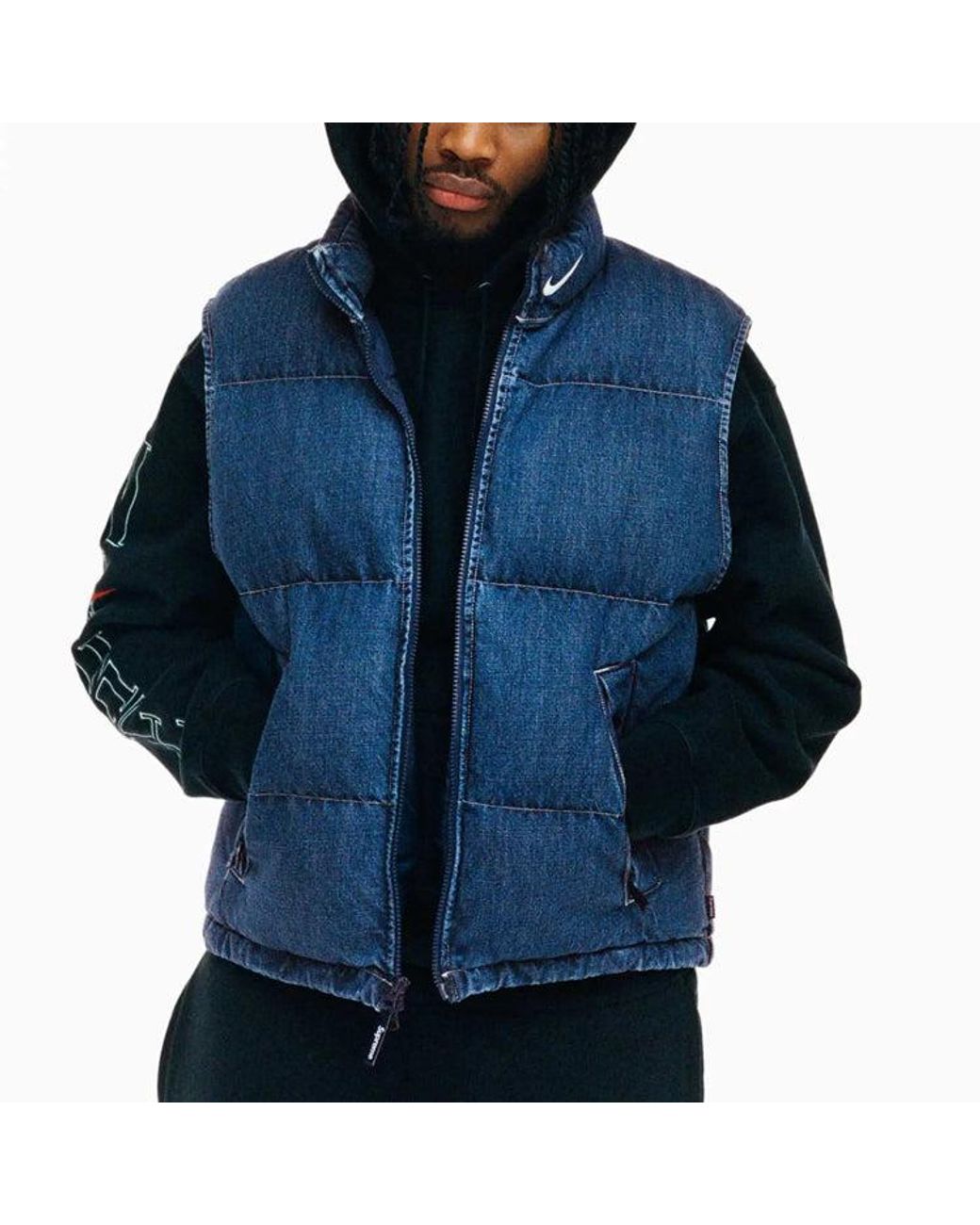 Supreme X Nike Denim Puffer Vest in Blue for Men | Lyst UK