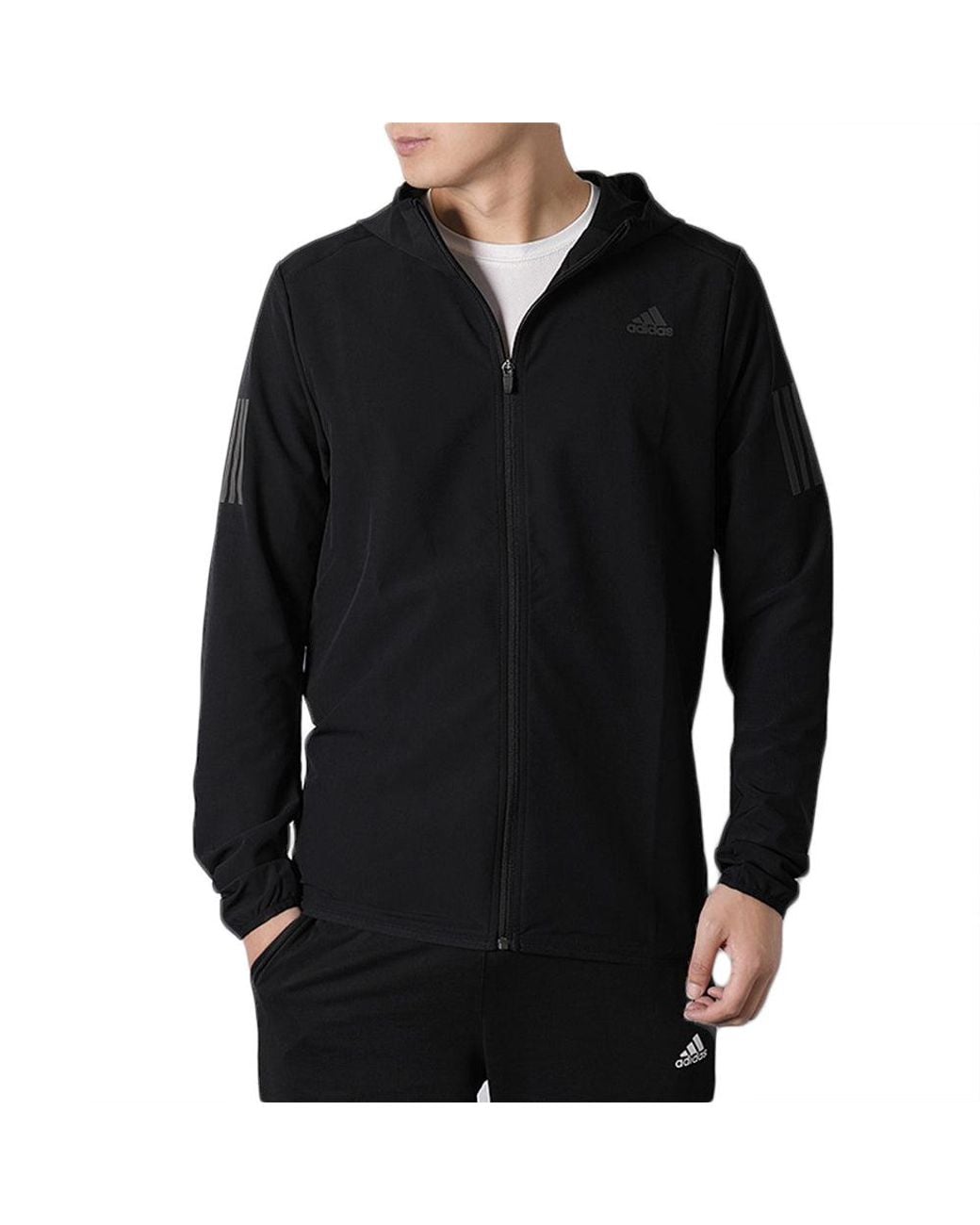 Adidas Blue Woven Hooded Sports Tops Jacket for men