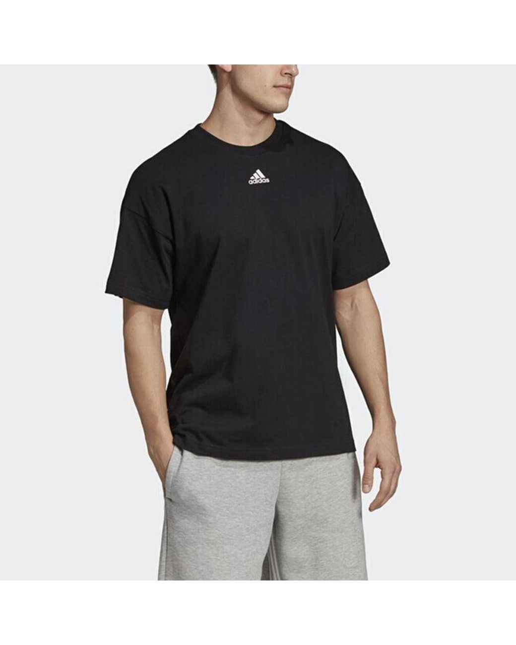 Adidas Black M Mh 3S Tee Stripe Sports Training Round Neck Short Sleeve for men