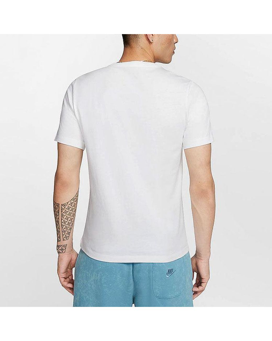 Nike White Sportswear Printing Pattern Round Neck Short Sleeve for men
