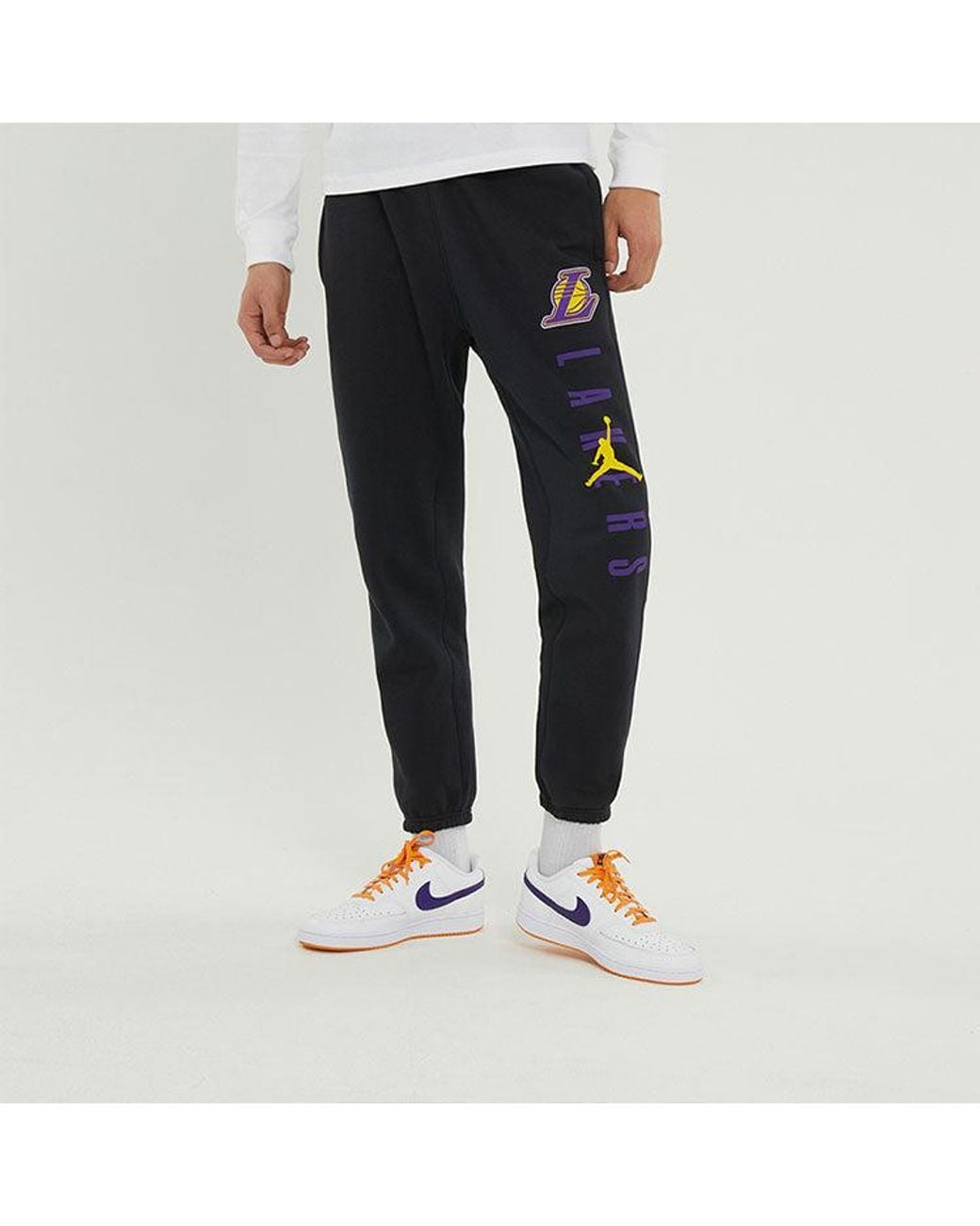 Nike Blue Nba Courtside Statement Edition Los Angeles Lakers Bundle Feet Sports Long Pants for men