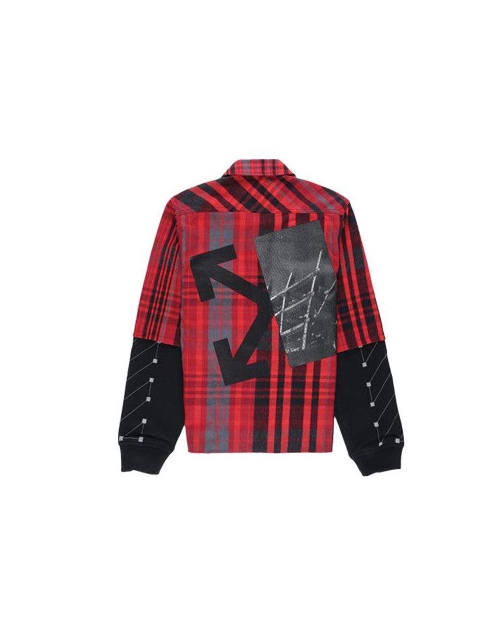 Off-White c/o Virgil Abloh Red Jersey Sleeve Checked Shirt for men
