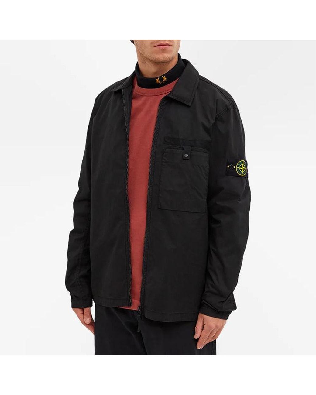 Stone Island Black Supima Cotton Shirt Jacket for men