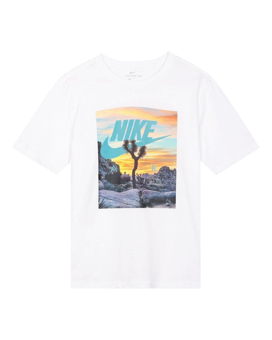 Nike White Sportswear Printing Pattern Round Neck Short Sleeve for men