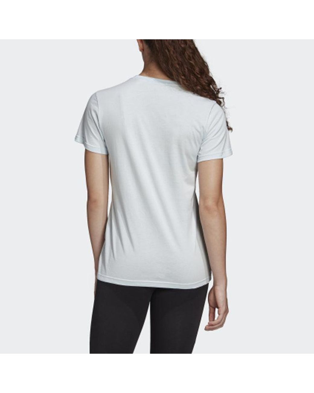 Adidas Blue (Wmns) Logo Printing Round Collar Short Sleeve