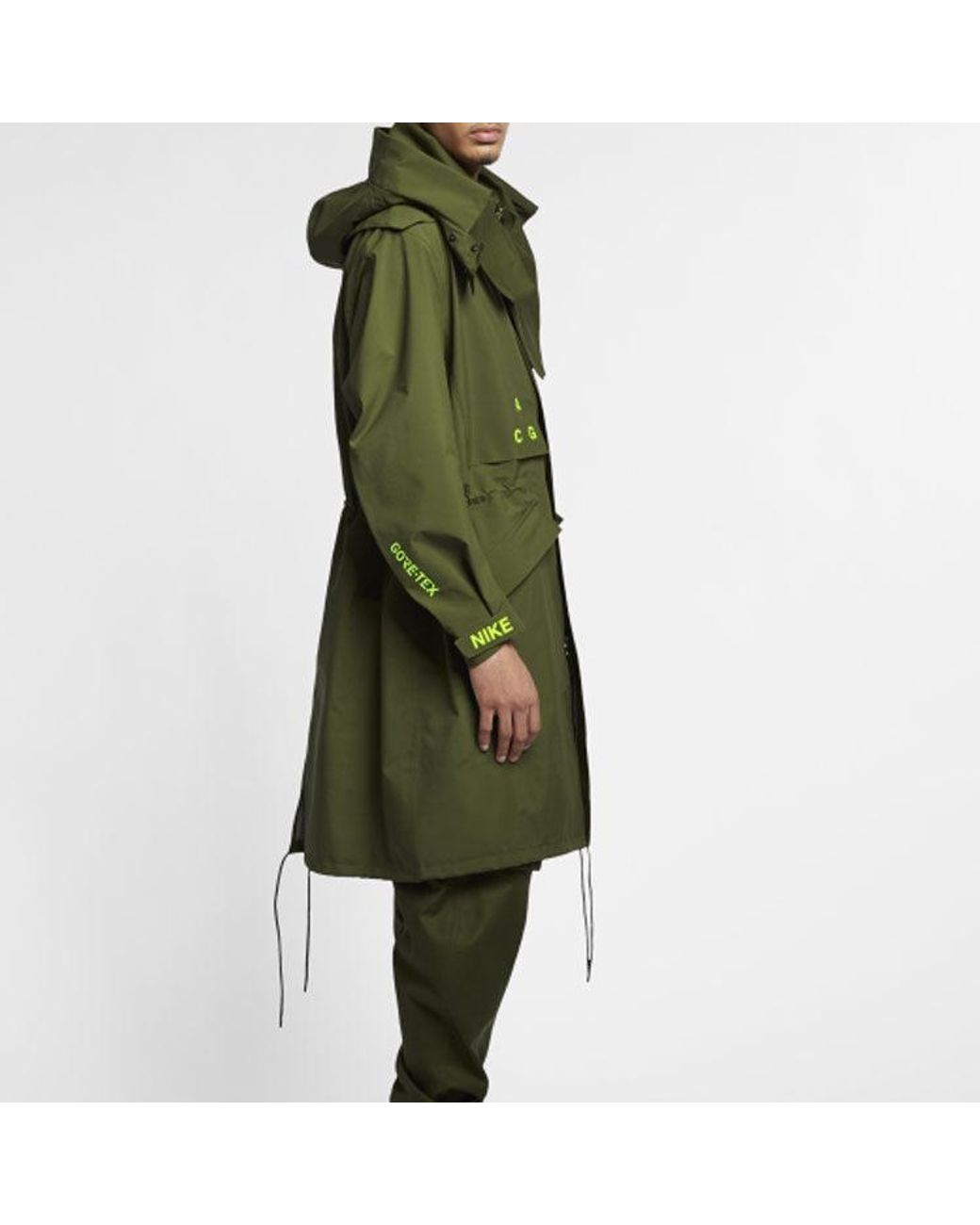 Nike Lab Acg Gore-tex Casual Hooded Long Jacket Olive in Green for
