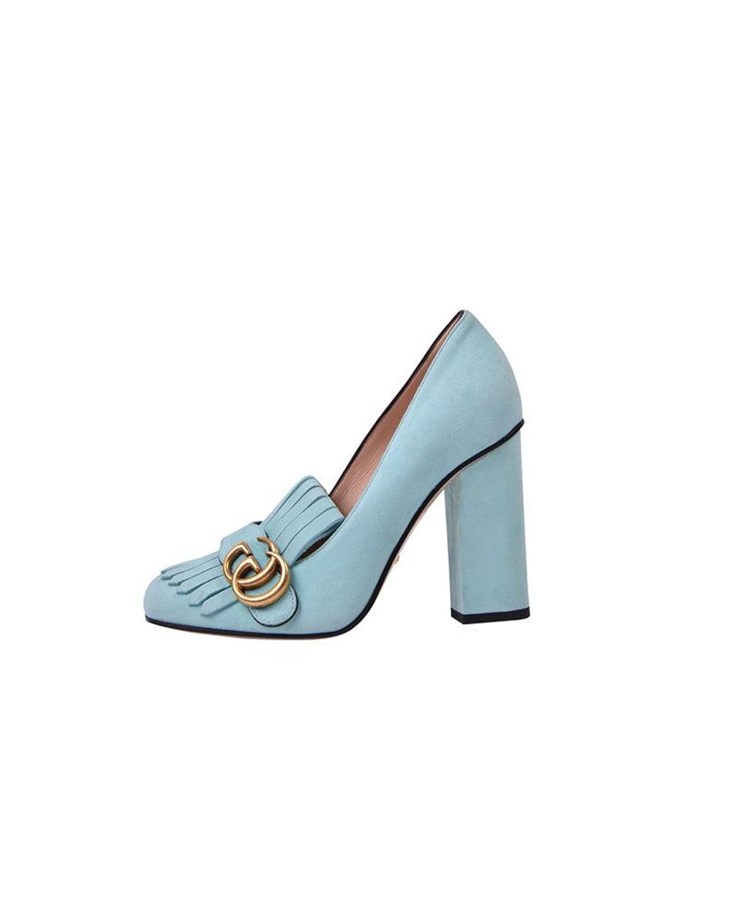 Gucci Blue (Wmns) Marmont Suede Heels 'Light'