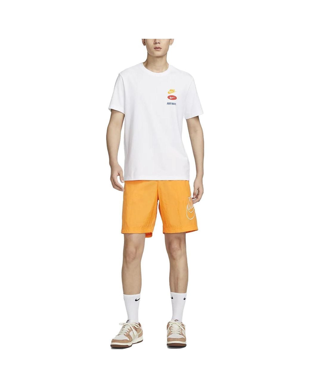 Nike Orange Sportswear Alumni Logo Shorts for men