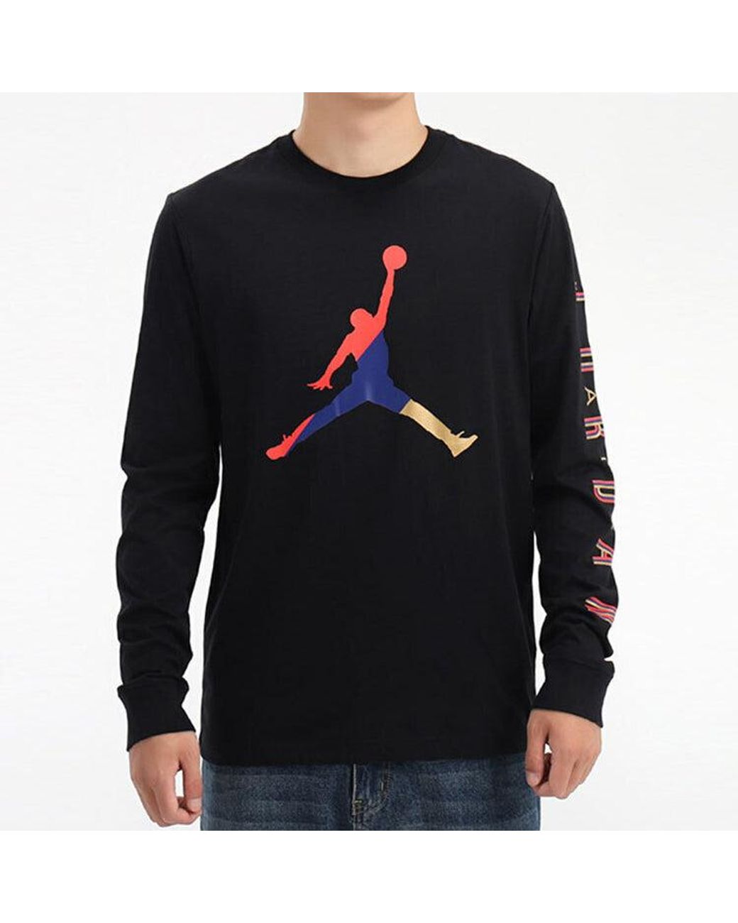 Nike Gray Multi-Color Alphabet Logo Long Sleeves for men