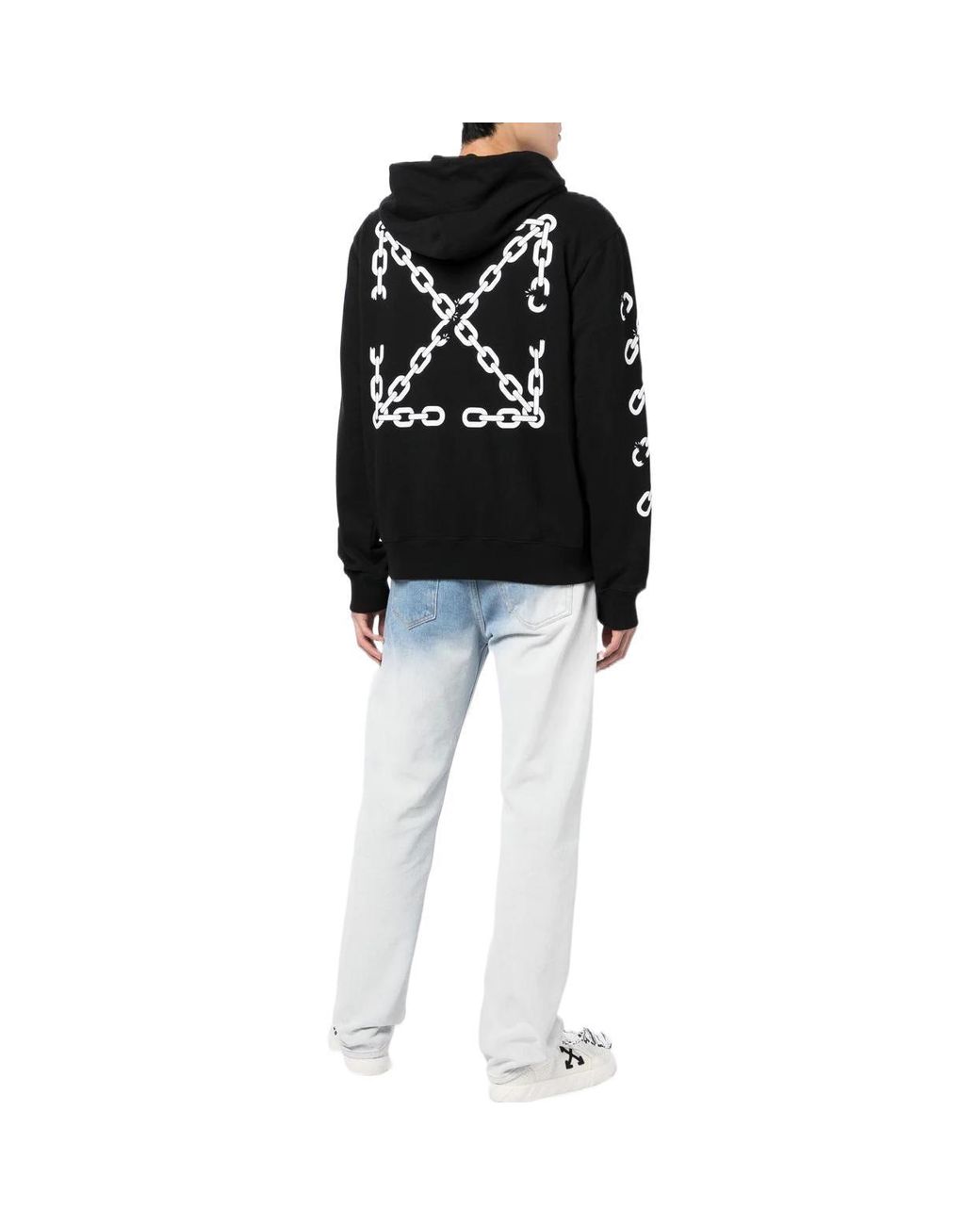 Off-White c/o Virgil Abloh Black Fw22 Chain Logo Printing Zipper Loose Fit Autumn for men