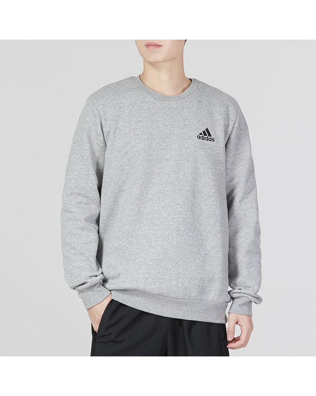 Adidas Gray Essentials Fleece Sweatshirt for men