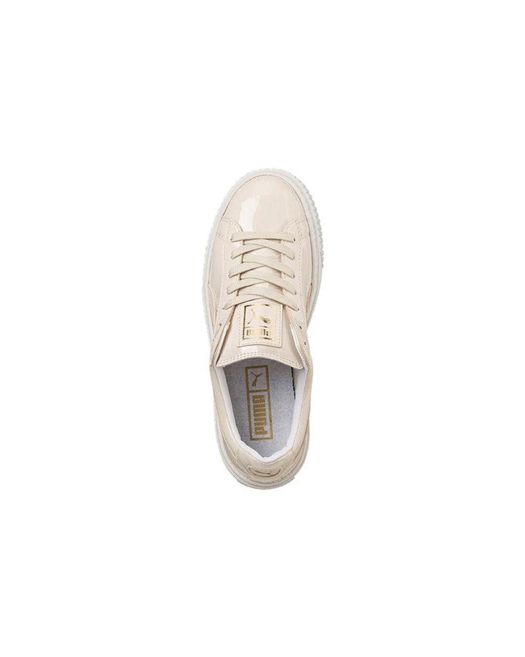 PUMA White (Wmns) Basket Platform Patent Leather