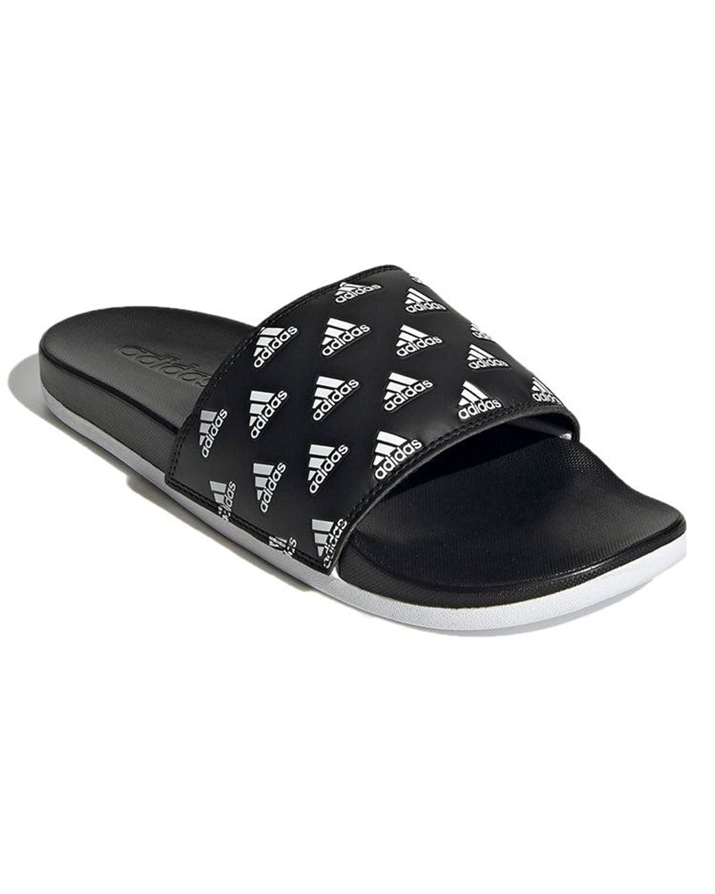 Adidas Black Adilette Comfort Slide 'Repeat Logo for men