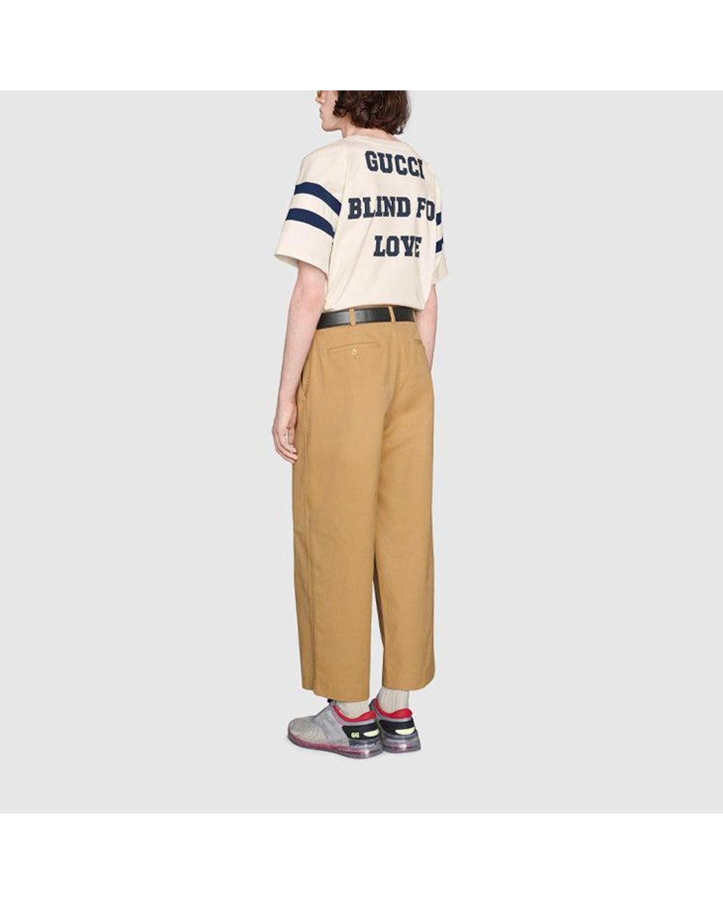 Gucci Blue Ss21 Alphabet Pattern Loose Short Sleeve T-Shirt for men