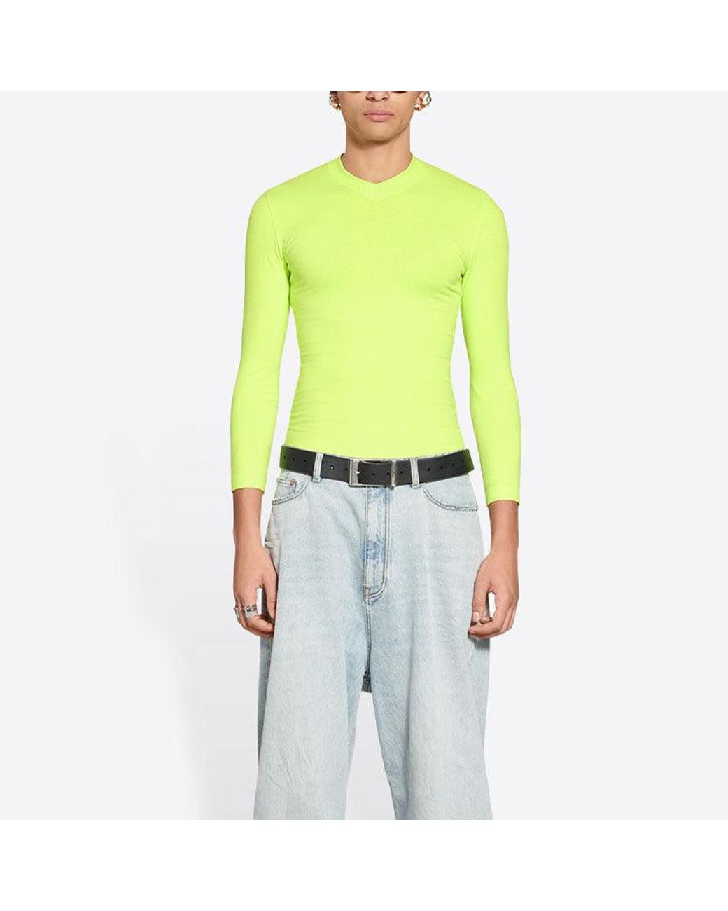 Balenciaga Yellow Crewneck Long Sleeve Top 'Fluo' for men