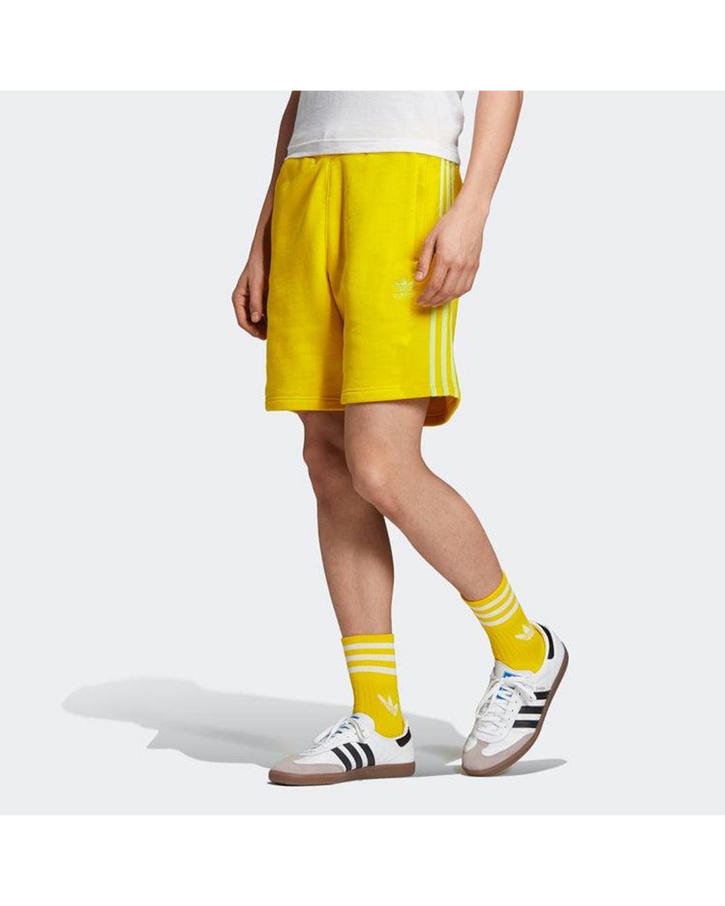 Adidas Yellow Originals Blc 3-S Short Stripe Casual Sports Shorts for men