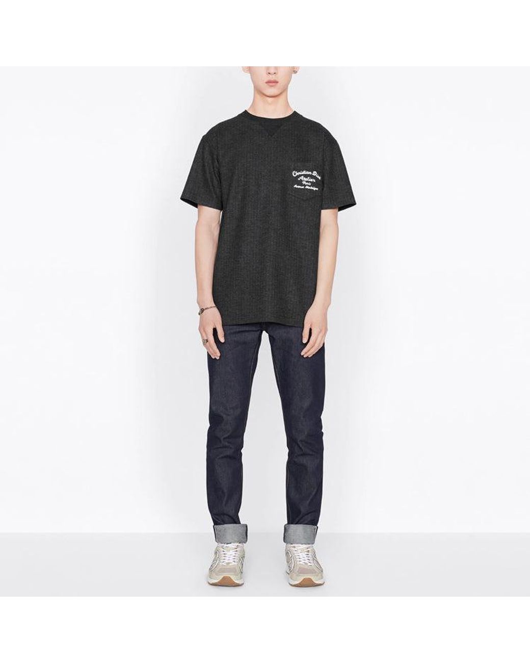 Dior Black Ss22 Alphabet Printing Round Neck Short Sleeve T-Shirt for men