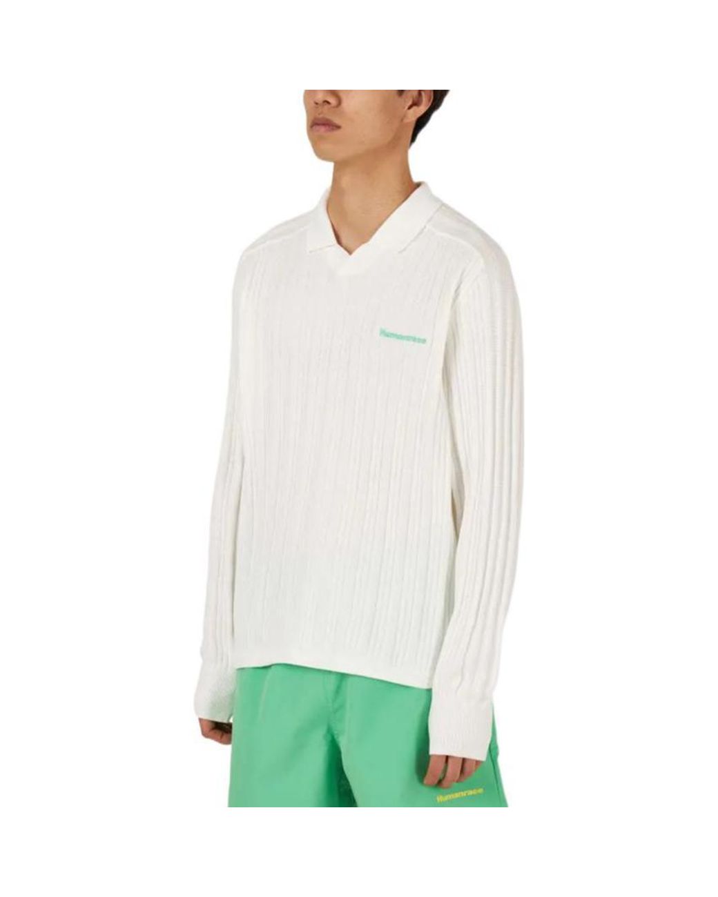Adidas White X Pharrell Knit Long Sleeve Jersey 'Cloud' for men
