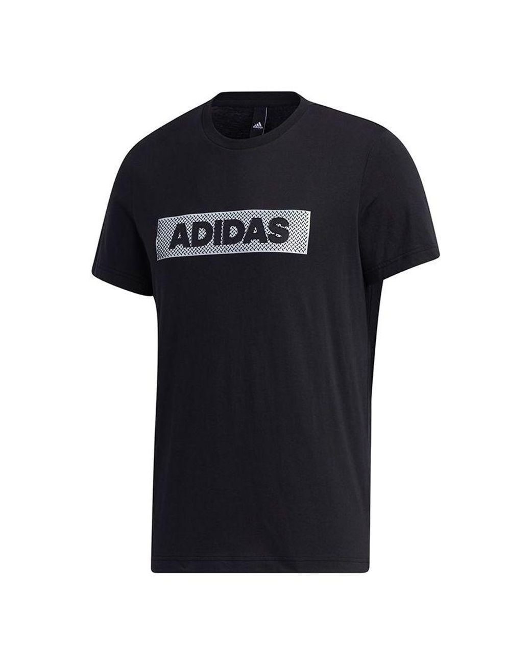 Adidas Black M Gfx T Lng Box Logo Printing Sports Round Neck Short Sleeve for men