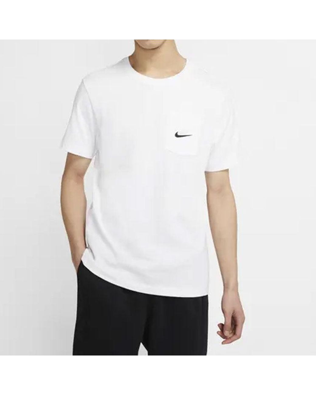 Nike White Pocket Air Logo Solid Color Short Sleeve for men