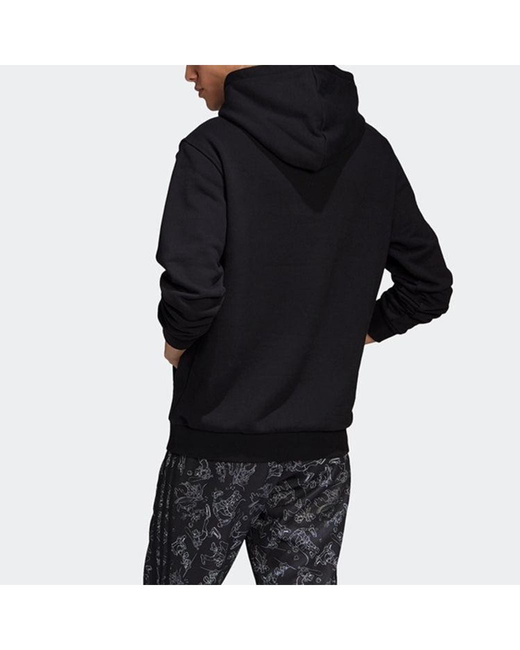 Adidas Blue X Disney Crossover Goofy Hoody Embroidered Pullover for men
