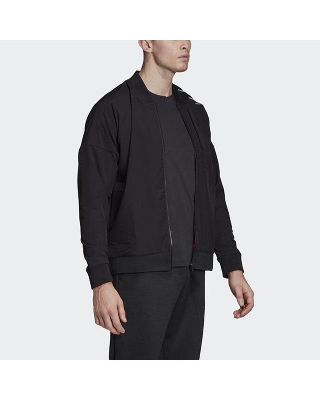 Adidas Blue Zne Bmbr Wvn Sports Stand Collar Jacket for men