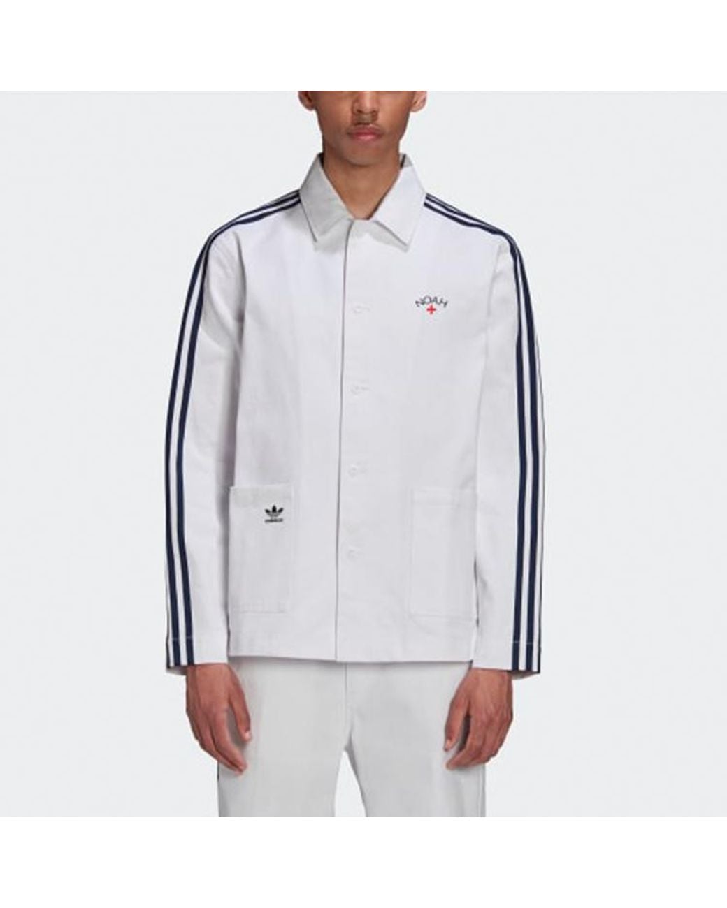 Adidas Gray Originals X Noah Crossover Logo Stripe Jacket for men