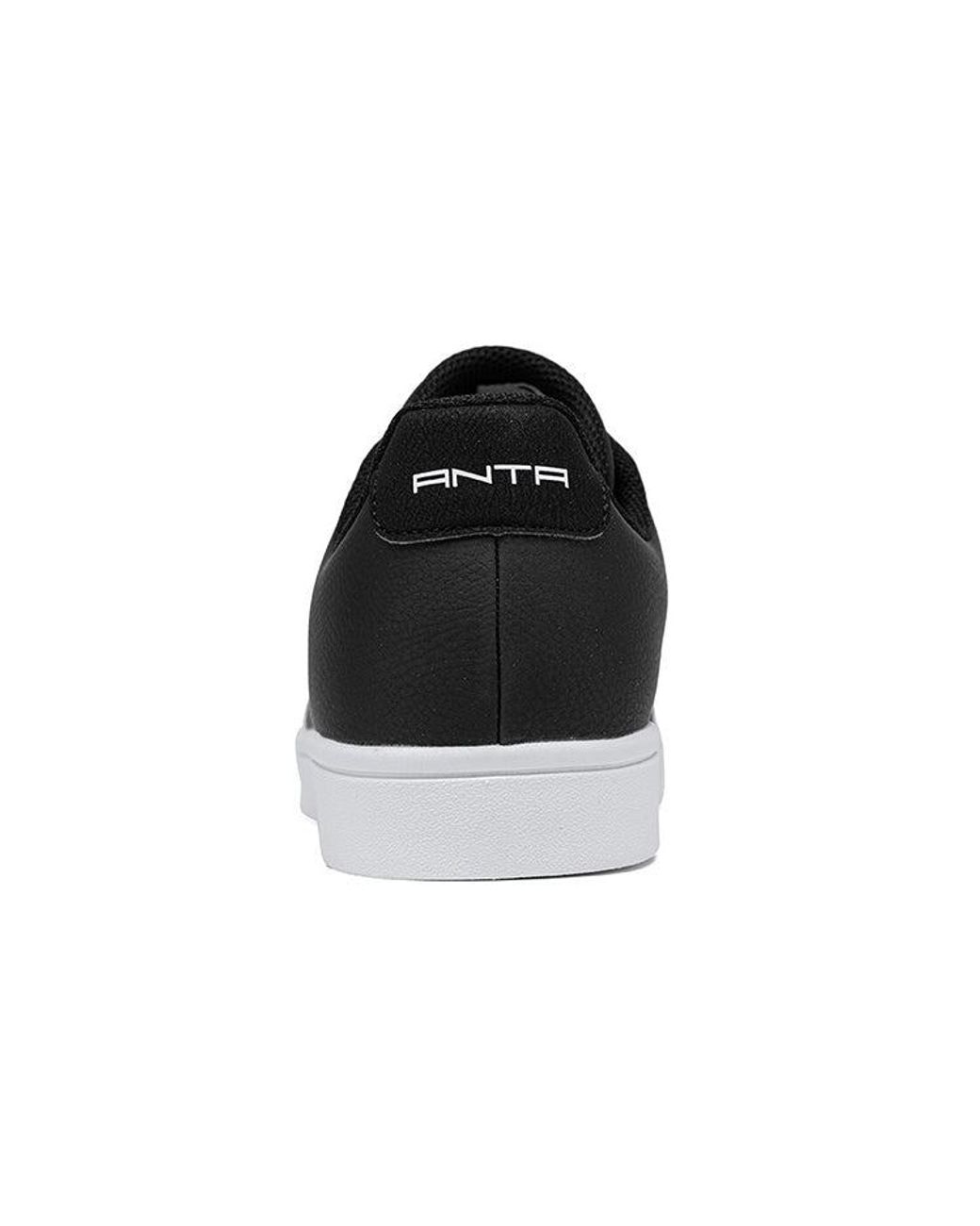 Anta Black Leather Skateboarding Shoes for men