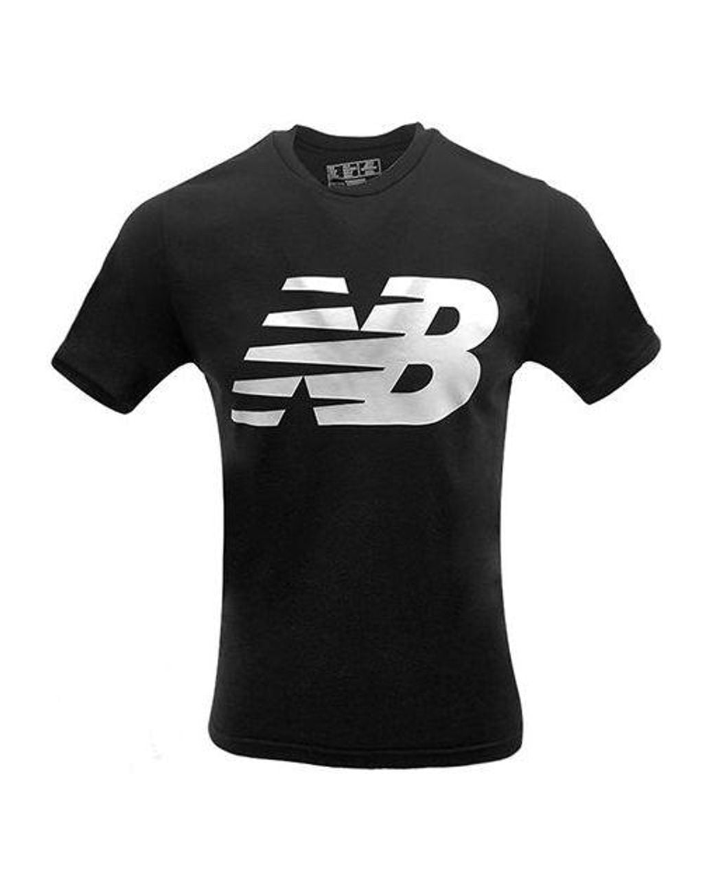 New Balance Black Knit Breathable Athleisure Casual Sports Logo Printing Short Sleeve for men