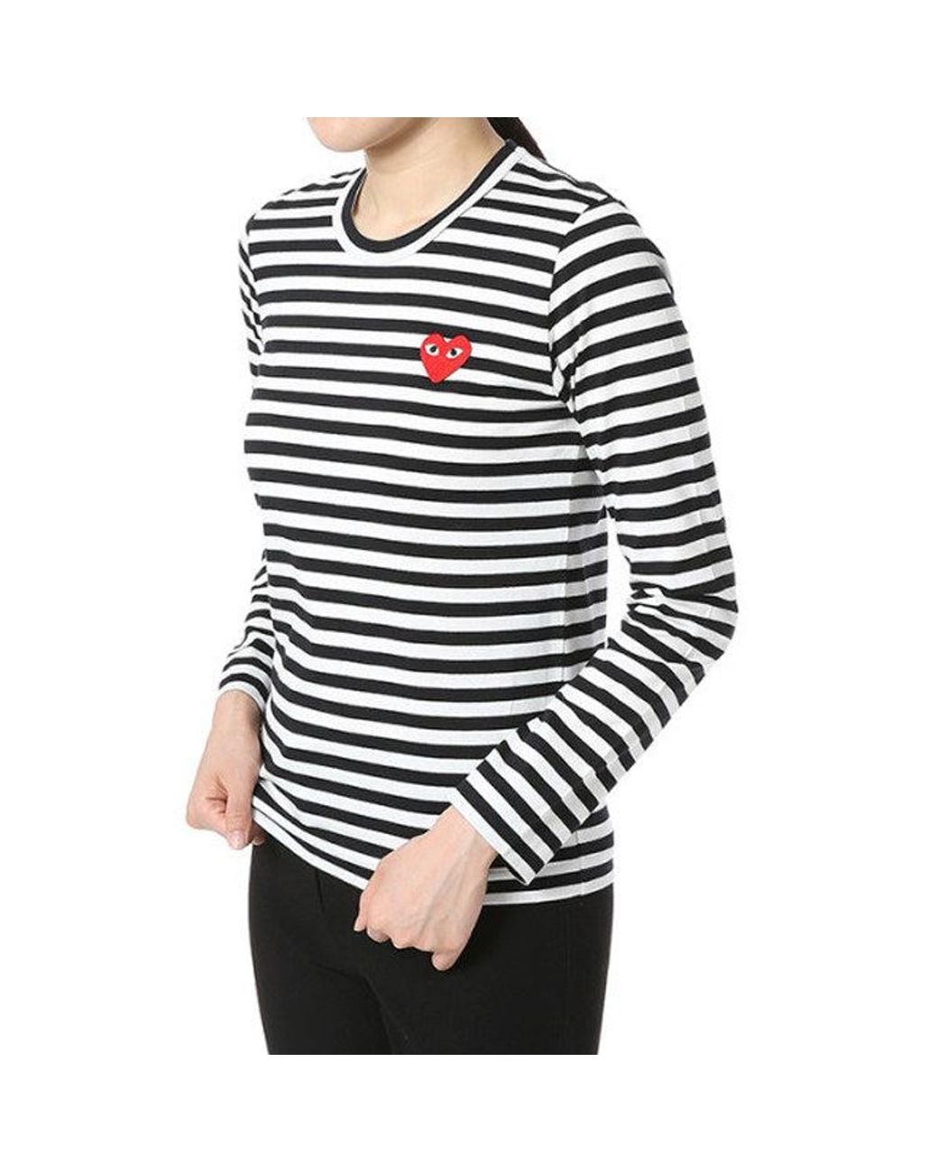 COMME DES GARÇONS PLAY Black (Wmns) Striped Long Sleeves Tee