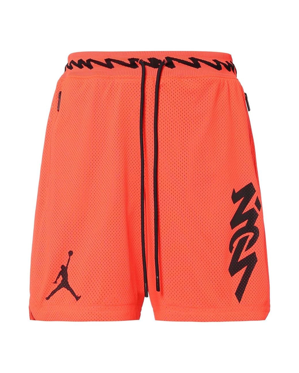 Nike Orange Dri-Fit Zion Mesh Basketball Sports Alphabet Printing Quick Dry Breathable Shorts for men