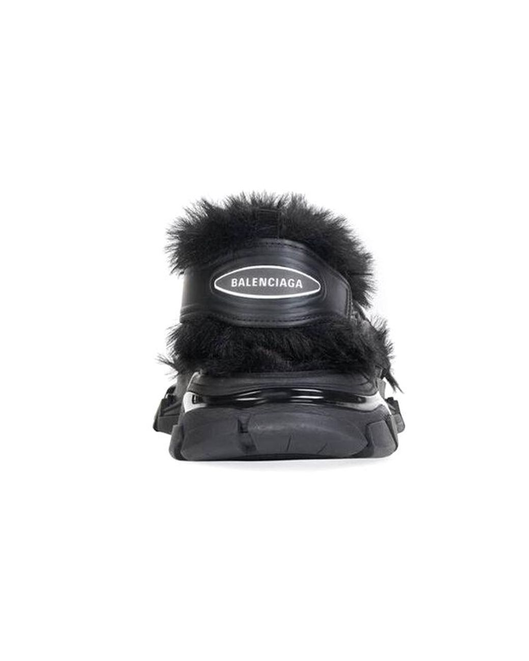 Balenciaga Black (Wmns) Track Sandals 'Fake Fur'