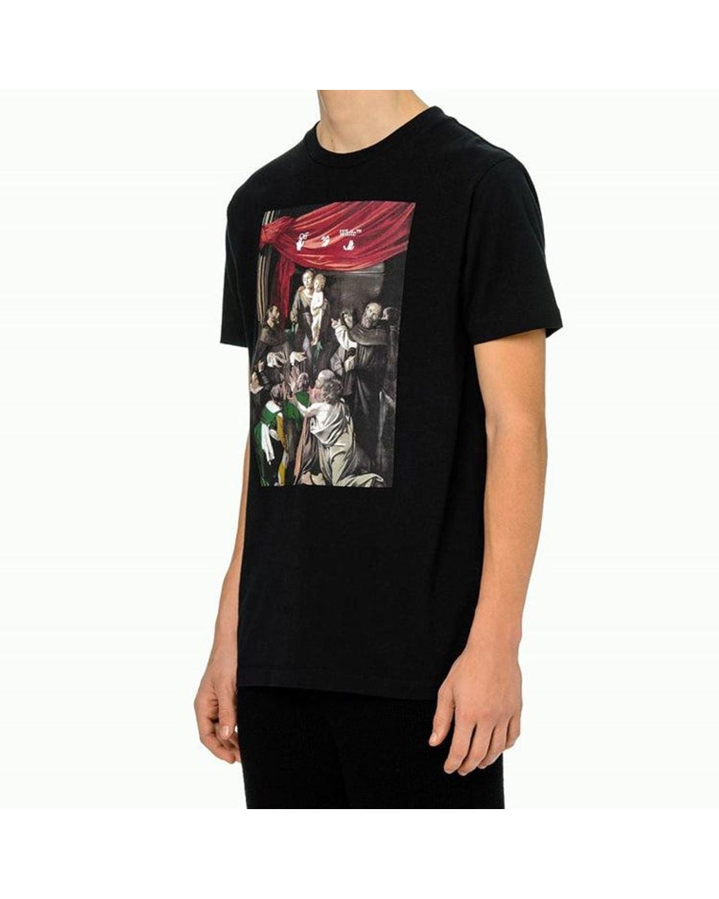 Off-White c/o Virgil Abloh Black Fw20 Caravag Painting Short Sleeve Slim for men