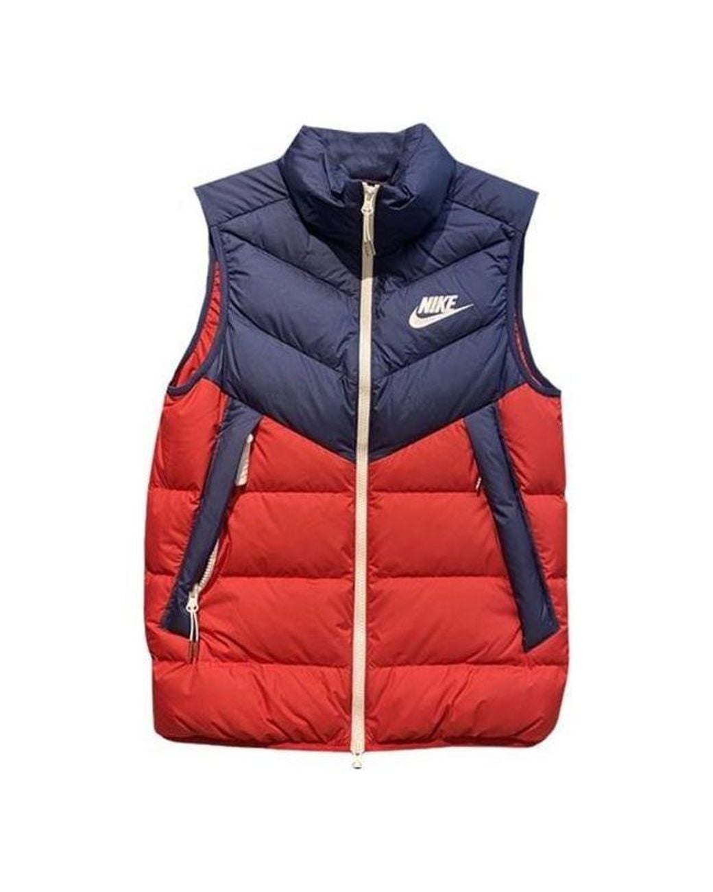 Nike Red Windproof Warm Stand Collar Down Vest for men