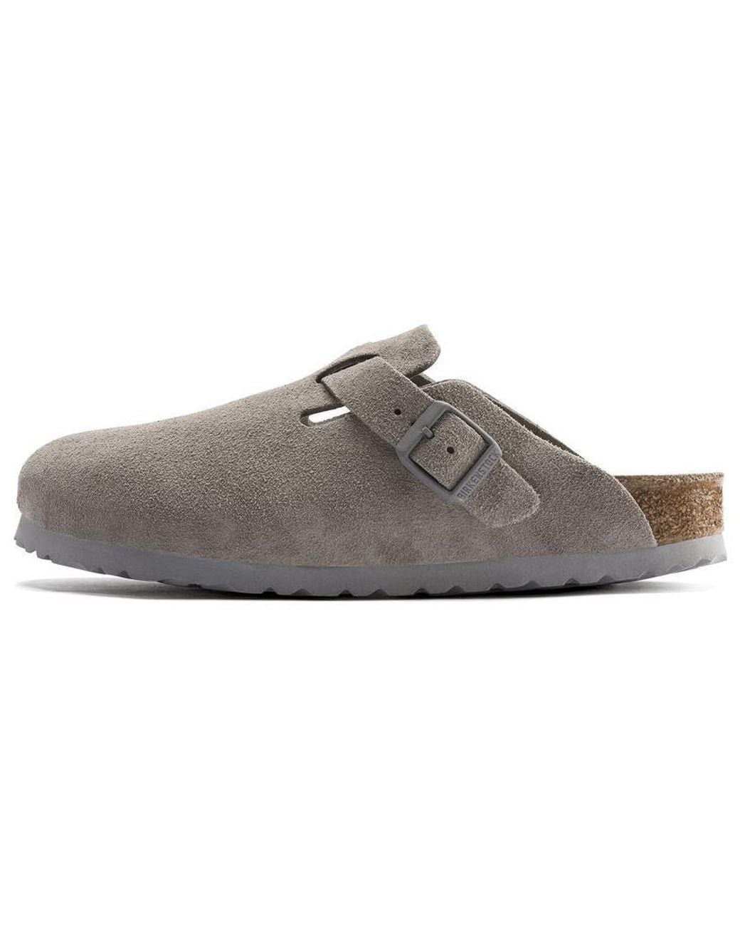 Birkenstock Gray Boston Soft Footbed Suede Leather 'Stone Coin' 1020526 for men