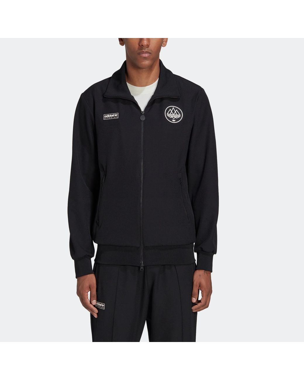 Adidas Originals X Spezial Crossover Chest Brand Logo Stand Collar Sports Jacket Black for men