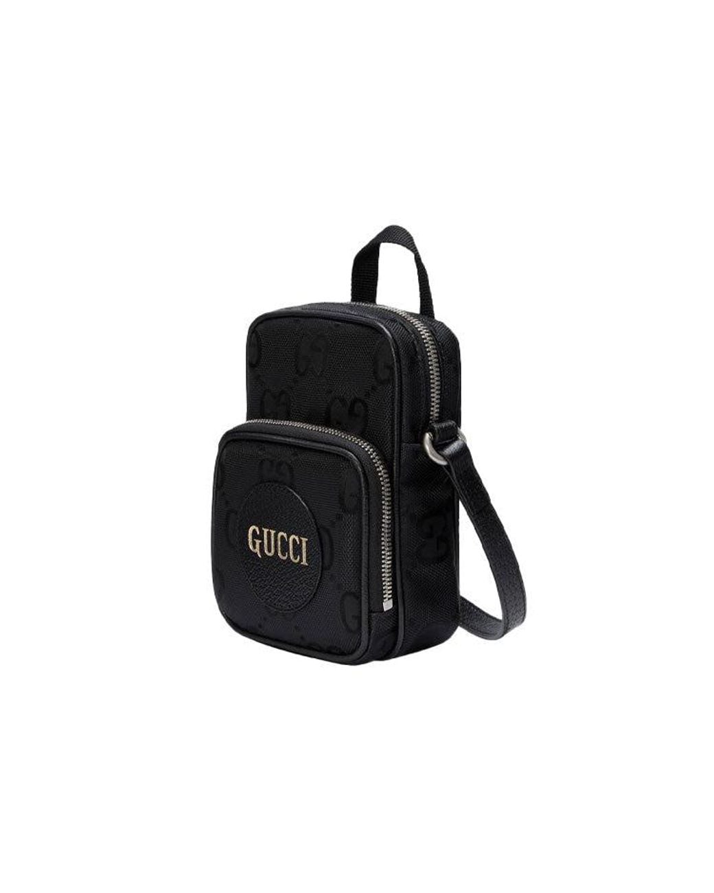 Gucci Black Off The Grid Otg Environmental Friendly Series Logo Leather Logo Nylon Handbag Mini for men