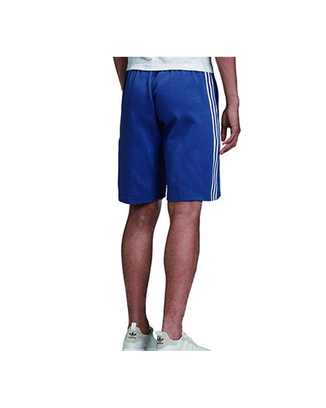 Adidas Blue Originals Lockup Lng Shrt Side Stripe Sports Shorts for men