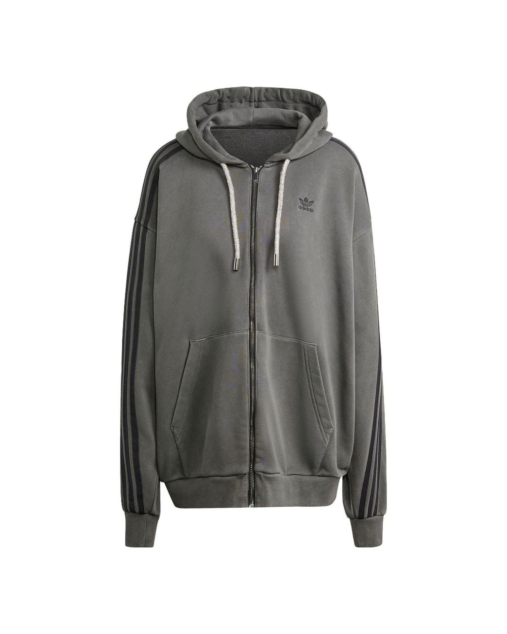 Adidas Gray (Wmns) Adilenium Oversized Full-Zip Hoodie