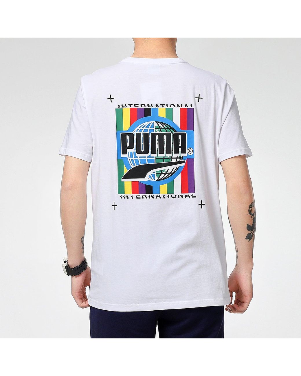 PUMA White Graffiti Photo Print Short Sleeve T-Shirt for men