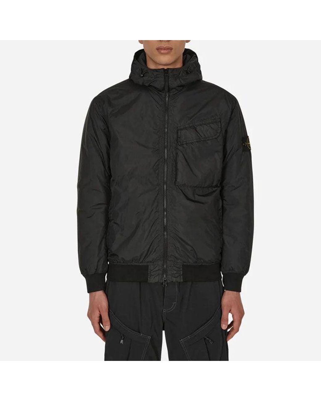 Stone Island Black Pocket Detail Crinkle Reps Jacket for men