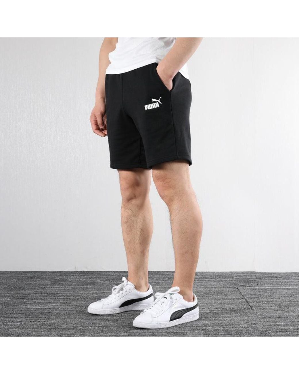 PUMA Black Ess Sweat Training Sport Shorts for men