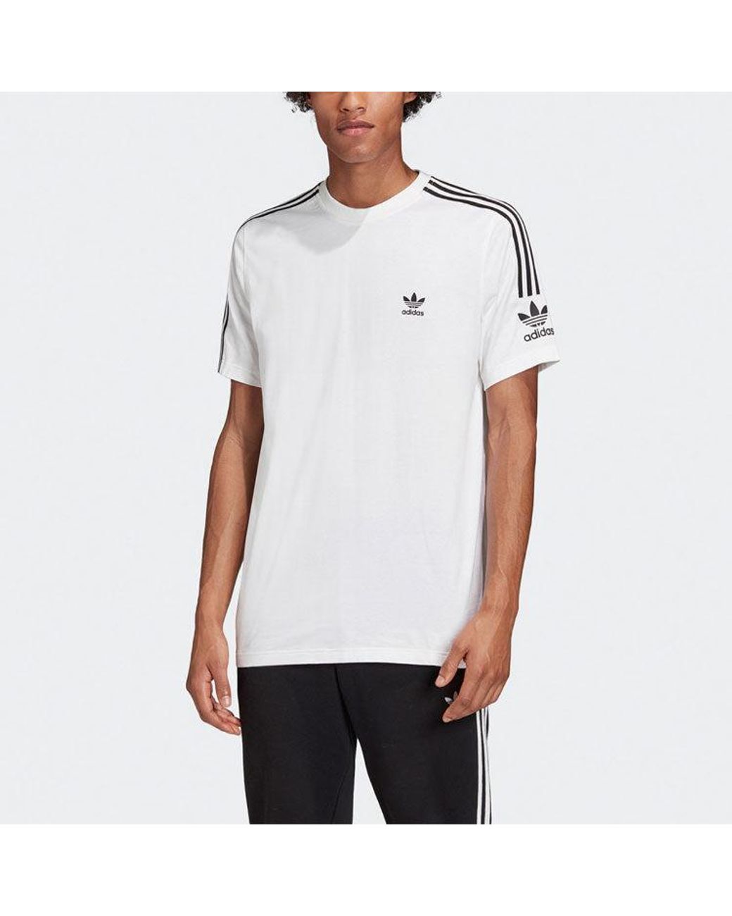 Adidas White Originals Tech Tee Contrasting Colors Round Neck Sports Short Sleeve for men