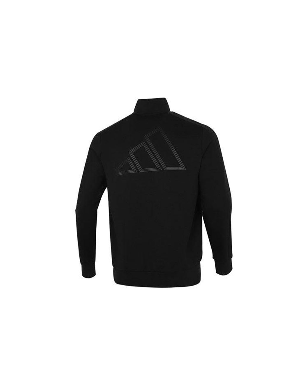 Adidas Black Fi Kn Tracktop Logo Printing Stripe Stand Collar Jacket for men