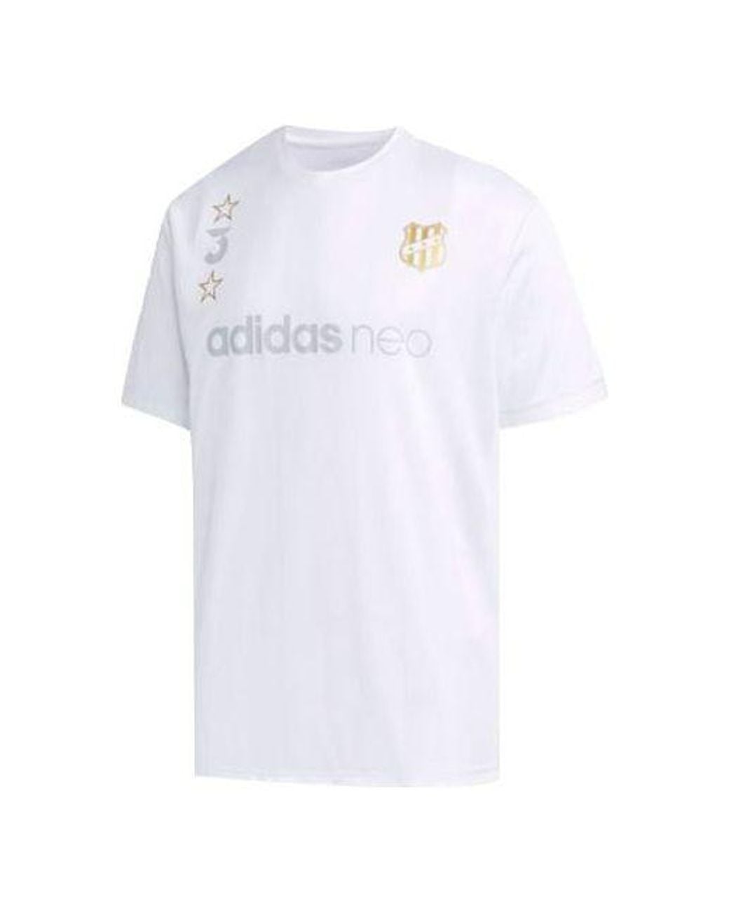 Adidas White Neo Logo Printing Sports Round Neck Short Sleeve T-Shirt for men