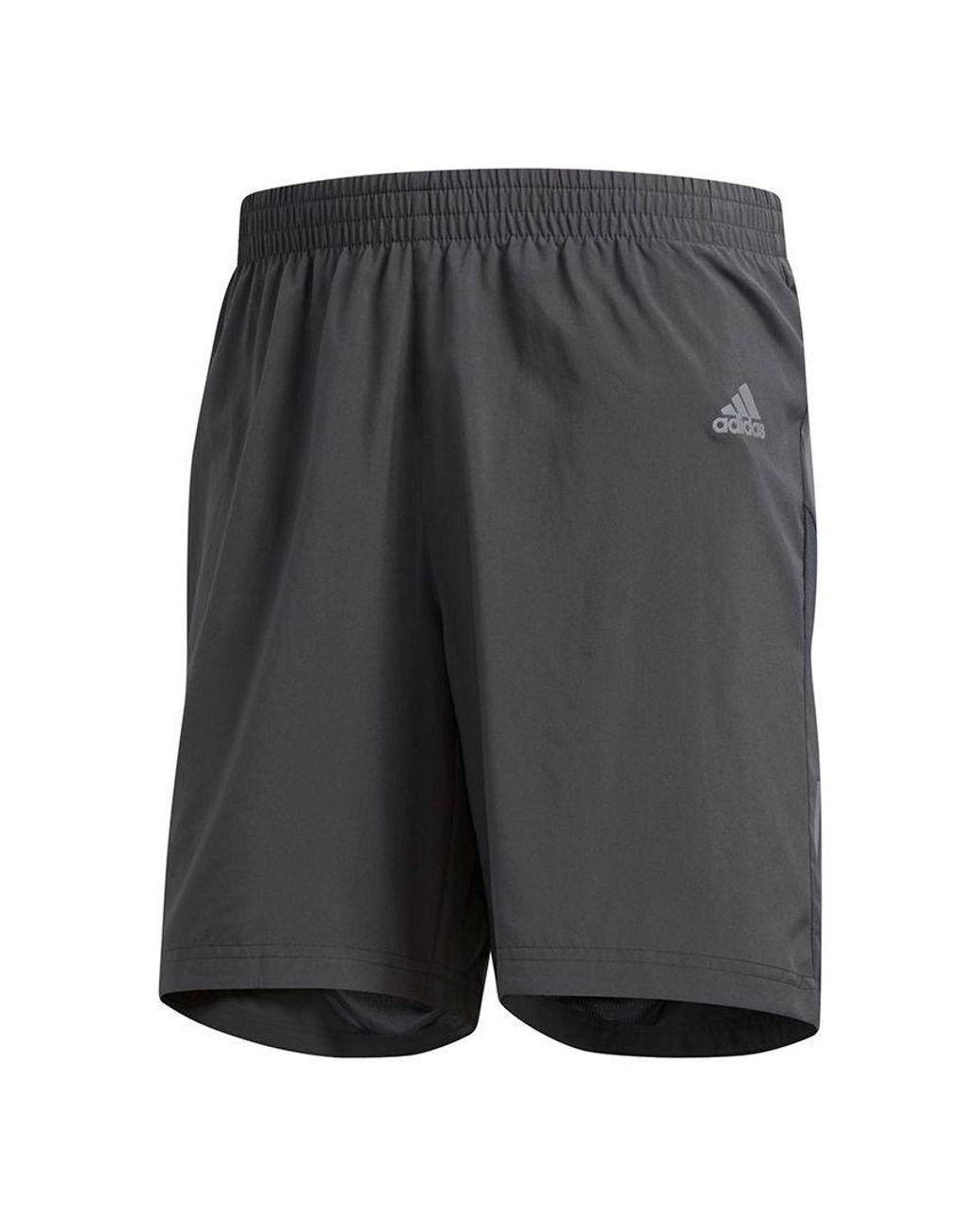 Adidas Black Own The Run Sho Training Sports Reflective Stripe Woven Shorts for men