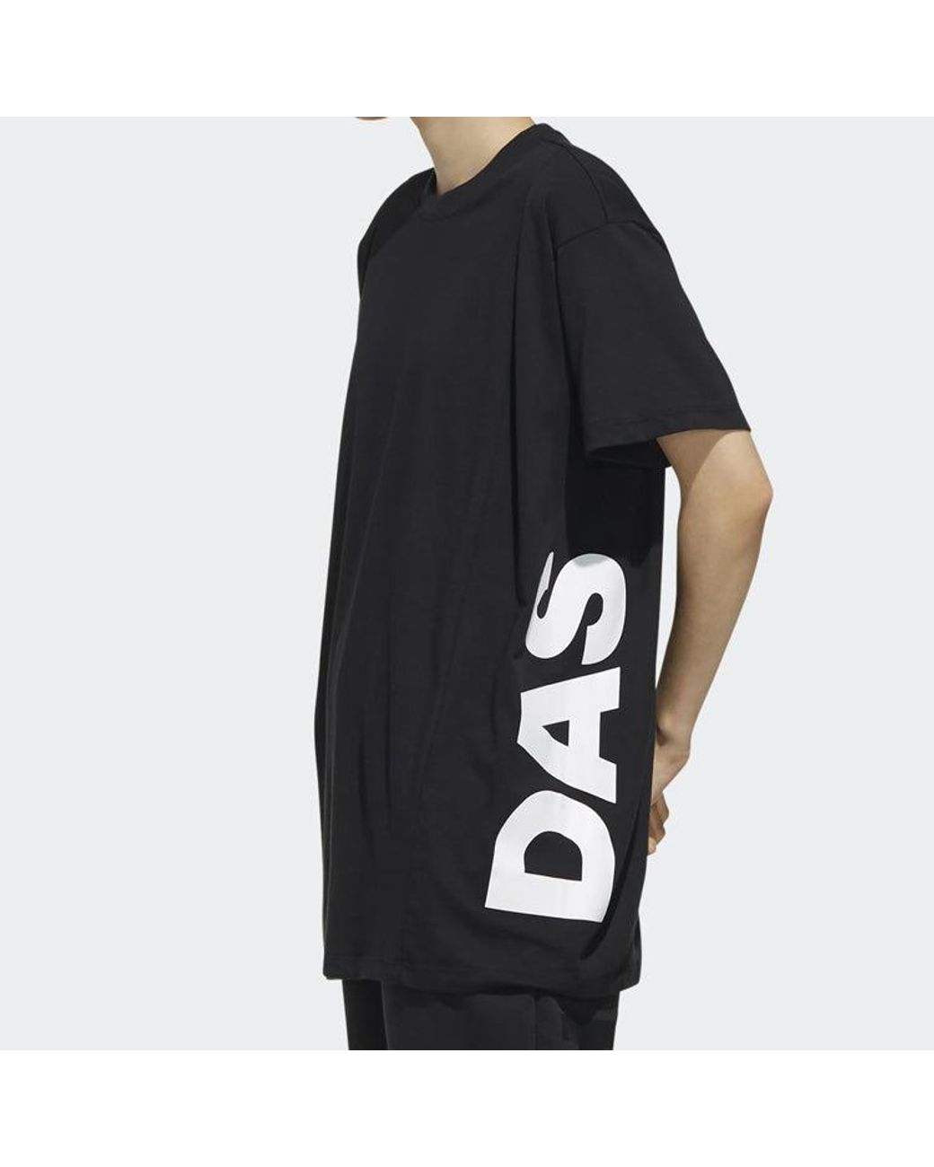 Adidas Black (Wmns) Side Large Alphabet Printing Short Sleeve