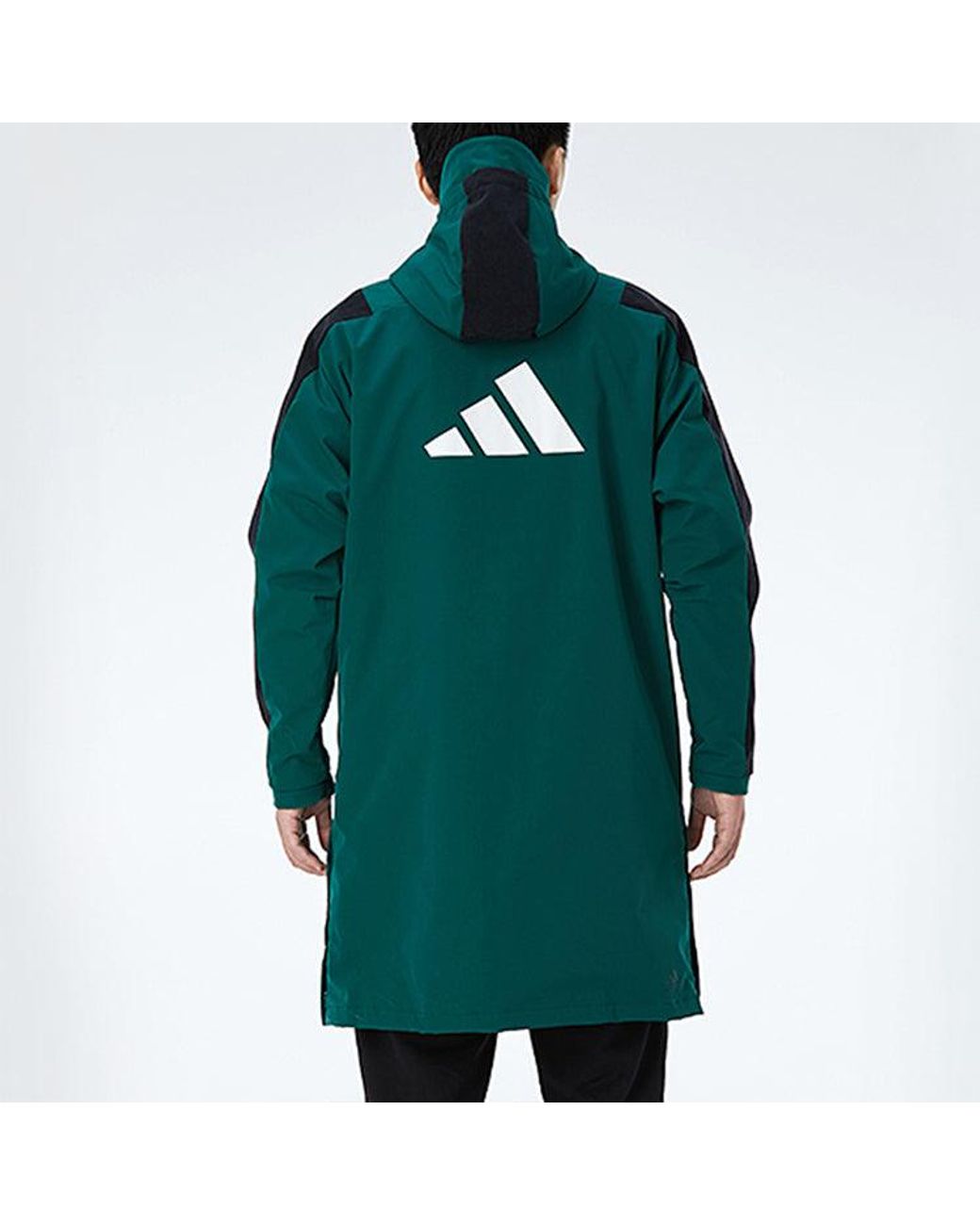 Adidas Green Casual Sports Windproof Fleece Lined Stay Warm Hooded Windbreaker Jacket for men