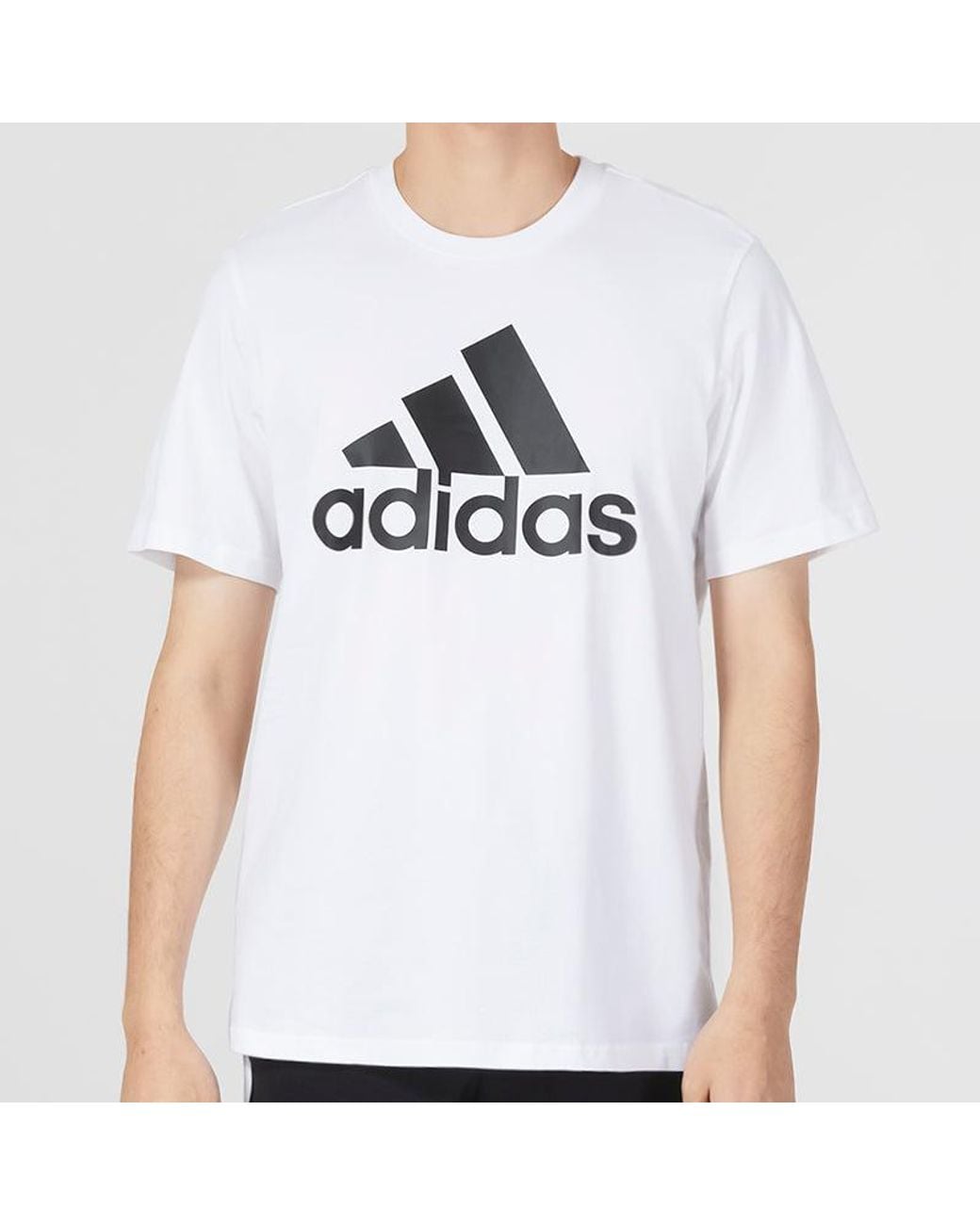 Adidas White Essentials Single Jersey Big Logo Tee for men