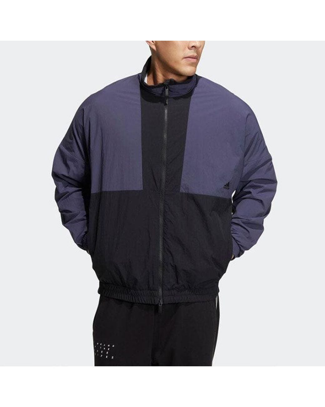 Adidas Blue Colorblock Alphabet Printing Woven Long Sleeves Jacket for men